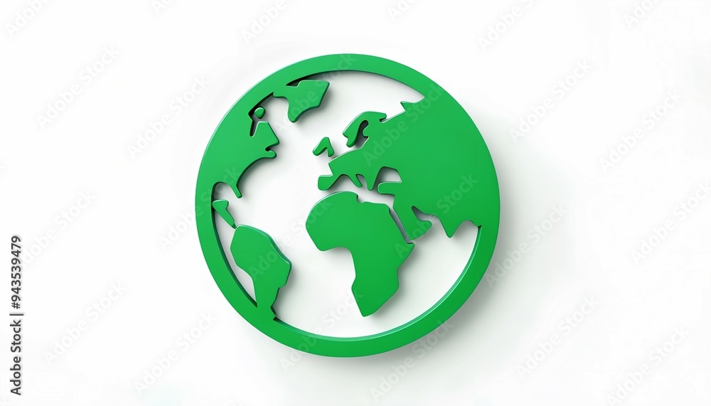 Fototapeta premium Minimalist icon image of the world globe earth planet geography, international, sphere, map continents symbol logo 