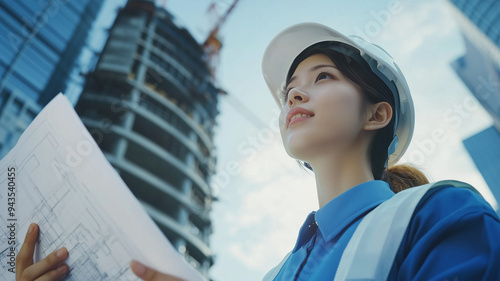 高層ビル計画を検討する女性エンジニア photo