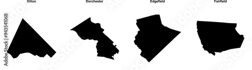 Dillon, Dorchester, Edgefield, Fairfield outline maps photo