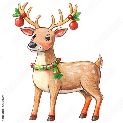 Hand-Drawn Christmas Reindeer Illustration with No Background. Perfect for: Christmas, holiday season, festive events