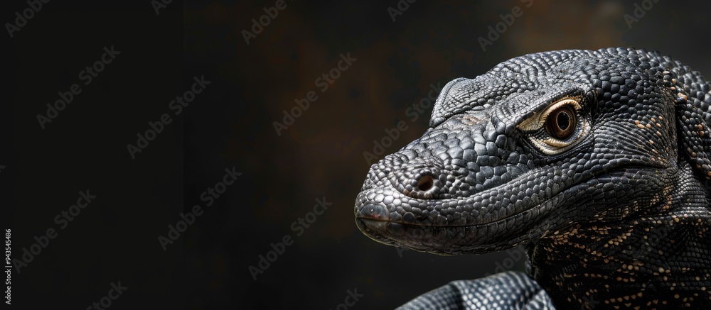 An image showing an Asian water monitor lizard with copy space An image showing an Asian water monitor lizard with copy space