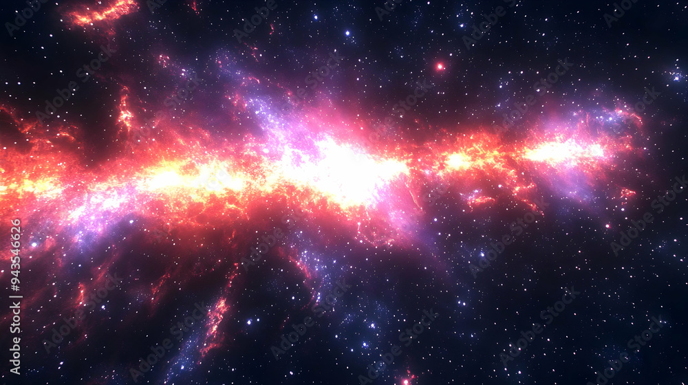 A cosmic nebula with bright, fiery red and orange colors against a backdrop of twinkling stars. A cosmic nebula with bright, fiery red and orange colors against a backdrop of twinkling stars.