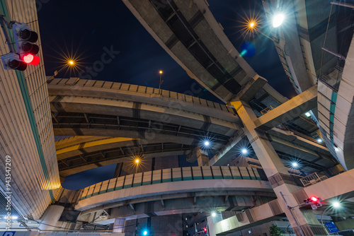 日本　東京都中央区にある首都高速道路の箱崎ジャンクション photo