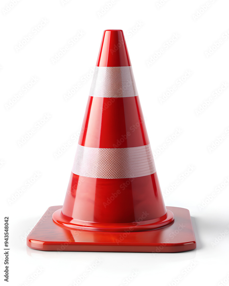 Red traffic cone on isolated white background, Clipping path Red traffic cone on isolated white background, Clipping path