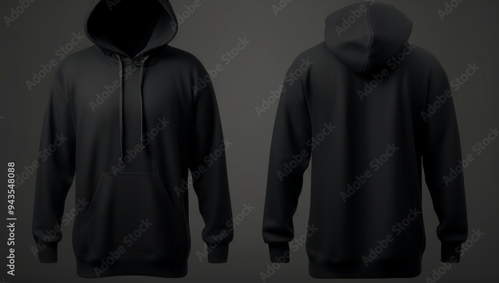 Black Hooded Sweatshirt Mockup - Front and Back View Black Hooded Sweatshirt Mockup - Front and Back View