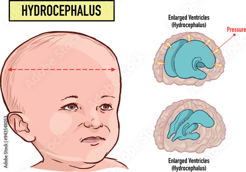 Hydrocephalus brain cerebrospinal fluid (CSF) drain head spina autism cerebral palsy myelomeningocele baby obstructive pediatric neurology birth defects