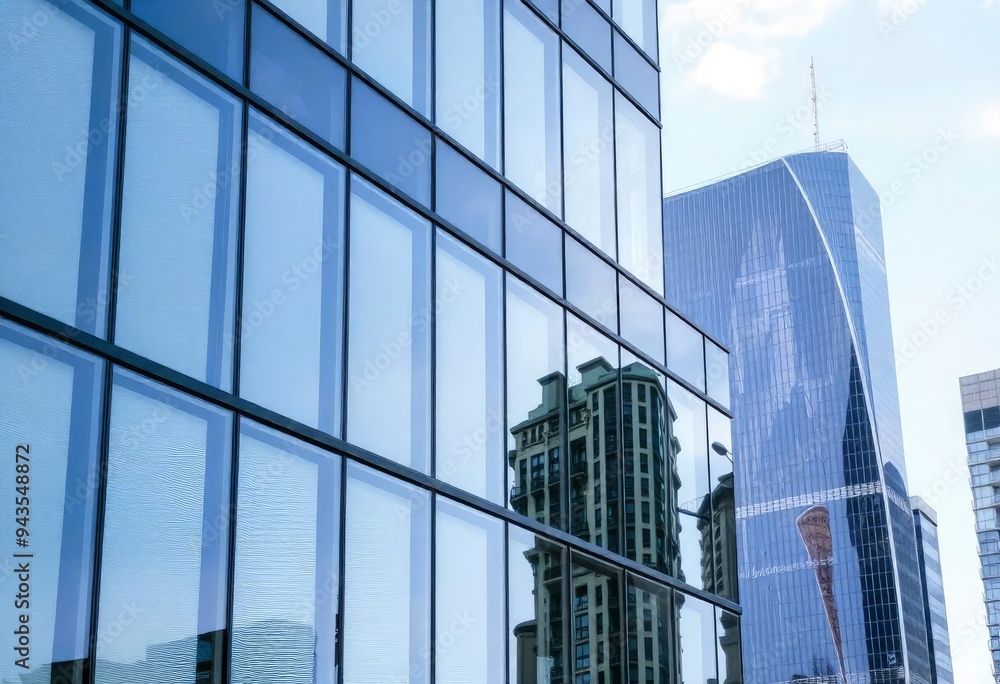 Office building glass and city skyline, ai Office building glass and city skyline, ai