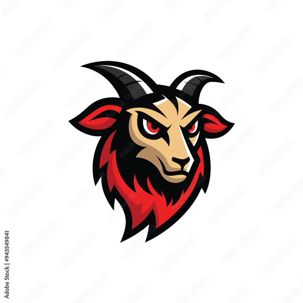 Angry Goat mascot logo icon vector design on white background Angry Goat mascot logo icon vector design on white background