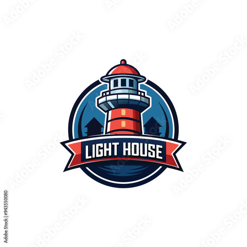 Light house with text mascot logo icon vector