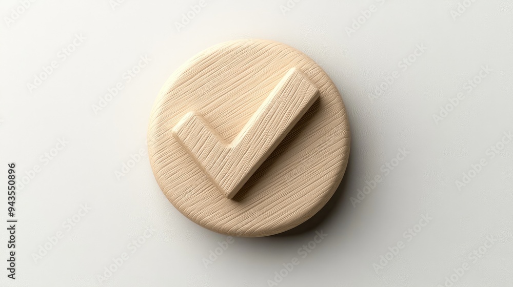 A hand applies pressure to a wooden checkmark icon resting on a light surface, symbolizing quality assurance in business and marketing contexts A hand applies pressure to a wooden checkmark icon resting on a light surface, symbolizing quality assurance in business and marketing contexts