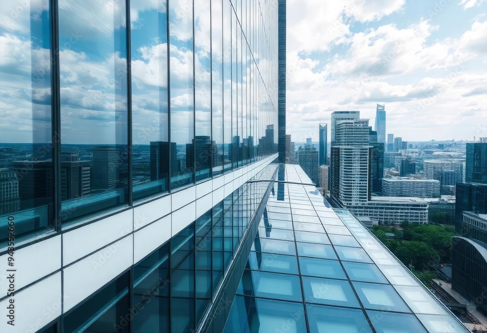 Looking Up Blue Modern Office Building, ai Looking Up Blue Modern Office Building, ai