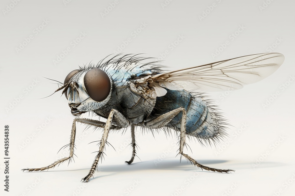 Detailed close-up image of housefly insect isolated on transparent ...