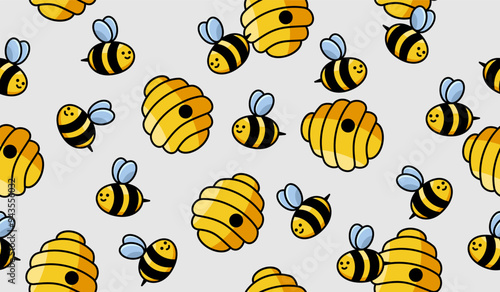 Cute bees pattern background vector design