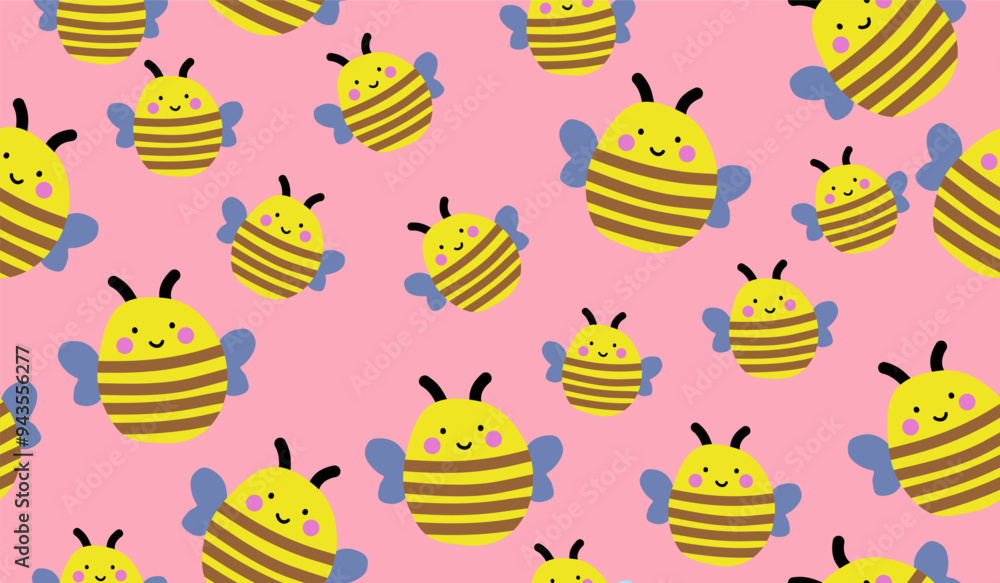 Cute bees pattern background vector design Cute bees pattern background vector design