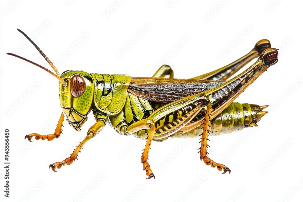 A close-up image of a grasshopper insect isolated on a transparent PNG background, taken from an entomology collection that represents the anatomy of insects. A close-up image of a grasshopper insect isolated on a transparent PNG background, taken from an entomology collection that represents the anatomy of insects.