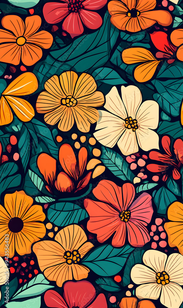 custom made wallpaper toronto digitalfloral and leaf seamless patterns in doodle-style tile designs with graphic format.