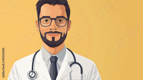 Simple illustration of a doctor with a stethoscope - healthcare and medical care concept..