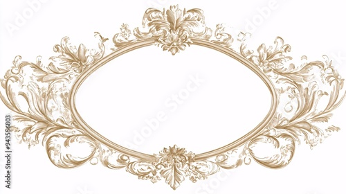 Intricate vintage floral frame design in a soft beige tone.