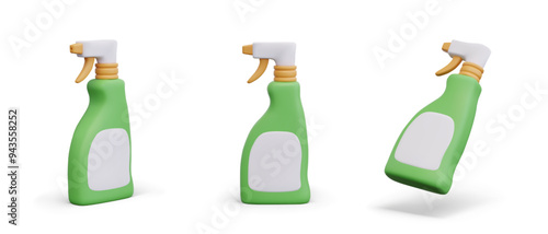 Plastic bottle with spray nozzle. Container for liquid chemicals