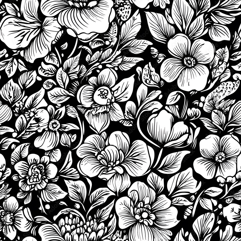floral and leaf seamless patterns in doodle-style tile designs with graphic format. floral and leaf seamless patterns in doodle-style tile designs with graphic format.