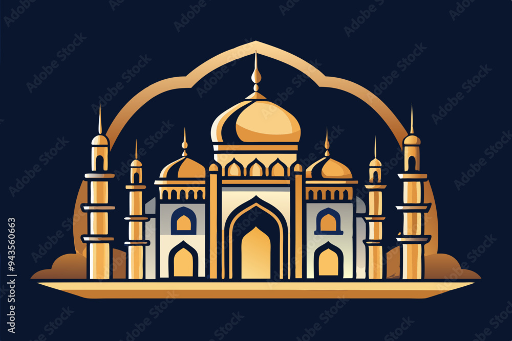 Fototapeta premium Elegant mosque silhouette vector line art illustration