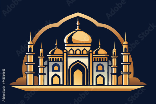 Wallpaper Mural Elegant mosque silhouette vector line art illustration Torontodigital.ca