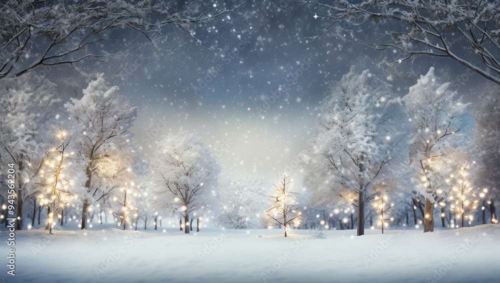 Snowy Forest with Twinkling Lights - Winter Wonderland Snowy Forest with Twinkling Lights - Winter Wonderland
