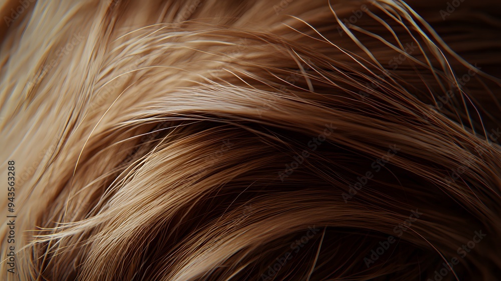 Close-up of brown hair ponytail, detailed hair texture, wispy strands, soft focus background, natural light, rich chestnut and caramel tones, silky smooth hair. Close-up of brown hair ponytail, detailed hair texture, wispy strands, soft focus background, natural light, rich chestnut and caramel tones, silky smooth hair.