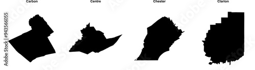Carbon, Centre, Chester, Clarion outline maps