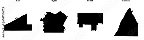 Erie, Fayette, Forest, Franklin outline maps