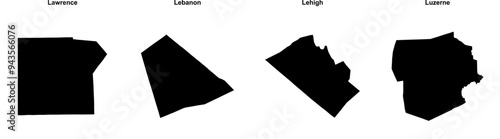 Lawrence, Lebanon, Lehigh, Luzerne outline maps