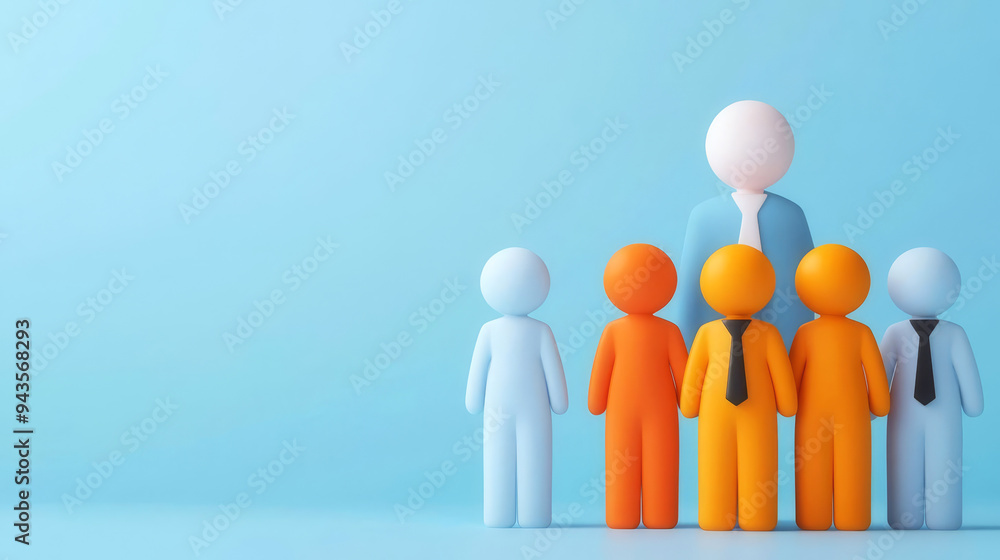Team management icon, group of people with leader, 3D illustration Team management icon, group of people with leader, 3D illustration
