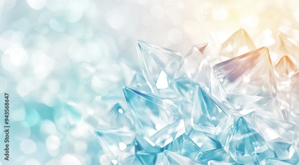 Close-up of shimmering crystal formations with soft light background Close-up of shimmering crystal formations with soft light background