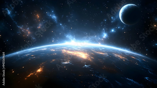 A distant planet with a moo...