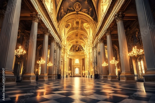 Obraz na płótnie Majestic Ornate Interior of Historic Palace with Elaborate Architectural Details and Lavish Decor w salonie