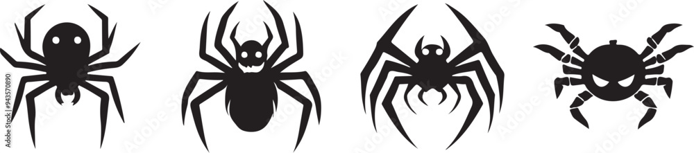 Halloween Spider Web Vector - Black Spider on White Background Illustration. Halloween Spider Web Vector - Black Spider on White Background Illustration.