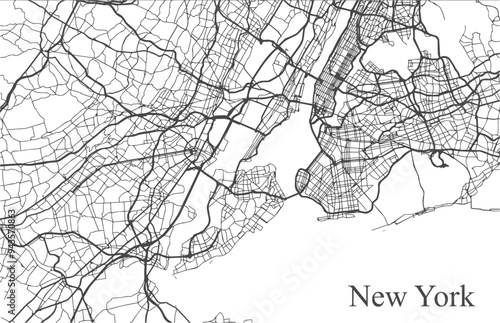 Contour map of new york city for a poster or podge in white and black