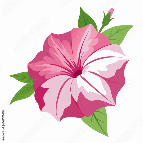 Watercolor vector of petunia floral flower, side view