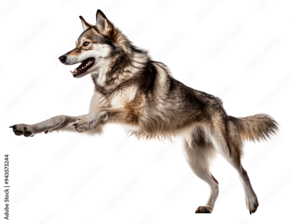 PNG Energetic wolfdog leaping gracefully. PNG Energetic wolfdog leaping gracefully.