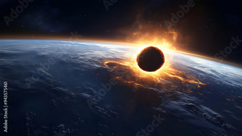 A fiery asteroid crashes in...