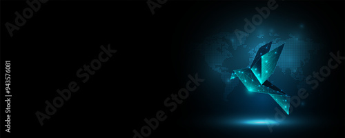 Bird background image, high tech science technology concept around the world
