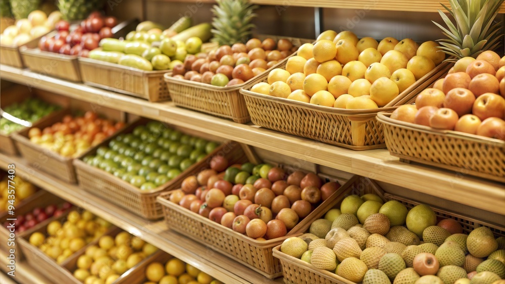fuits in super market shelf shop green grocery fuits in super market shelf shop green grocery