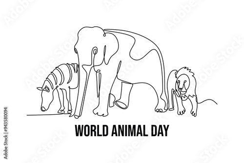 Simple continuous line drawing off animals group. Animals minimalist concept. Single line draw design vector