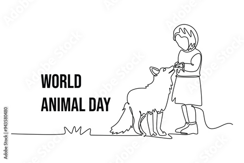 Simple continuous line drawing off animals group. Animals minimalist concept. Single line draw design vector