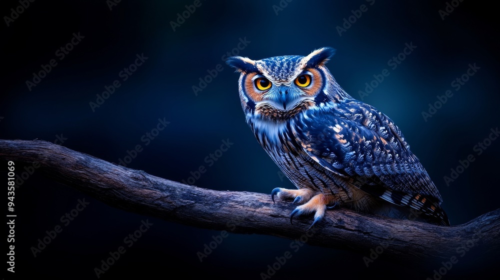 Obraz premium An owl perched on a branch, its feathers blending into ornate paisley patterns in deep, jewel-like hues