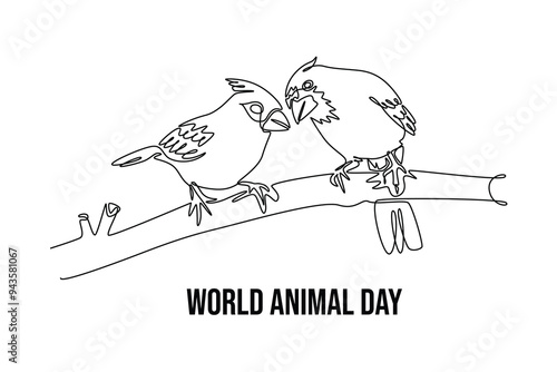 Simple continuous line drawing off animals group. Animals minimalist concept. Single line draw design vector