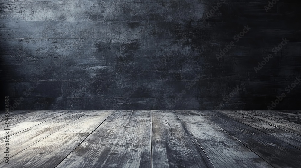 A large empty room with a wooden floor and a wall A large empty room with a wooden floor and a wall