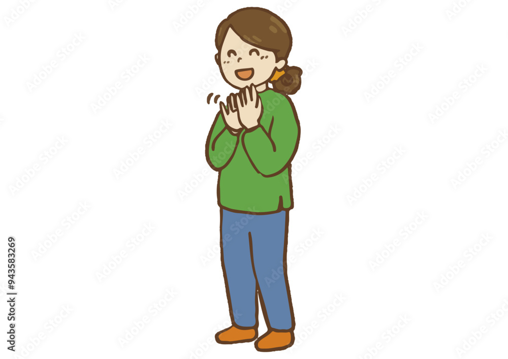拍手する女性 拍手する女性