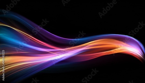 colorful light wave with motion effect on a black background generative ai