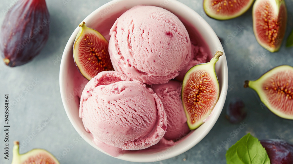Pink ice cream with figs. Pink ice cream with figs.